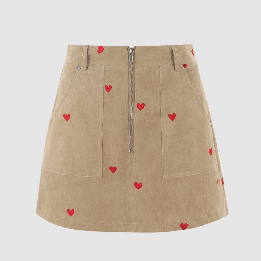 Cider Heart Print Mini Skirt Women’s Large NWT